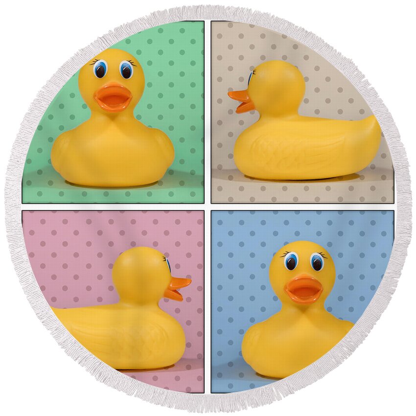 Scott Norris Photography Round Beach Towel featuring the photograph Rubber Ducky by Scott Norris