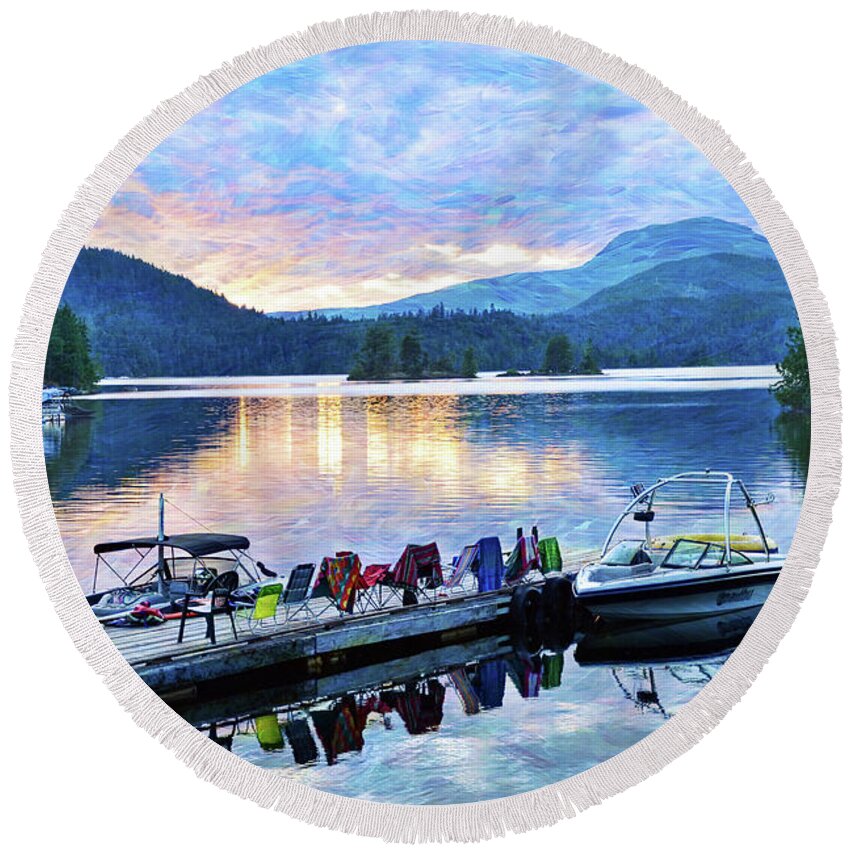 Lake Round Beach Towel featuring the photograph Ruby Lake by Ed Hall