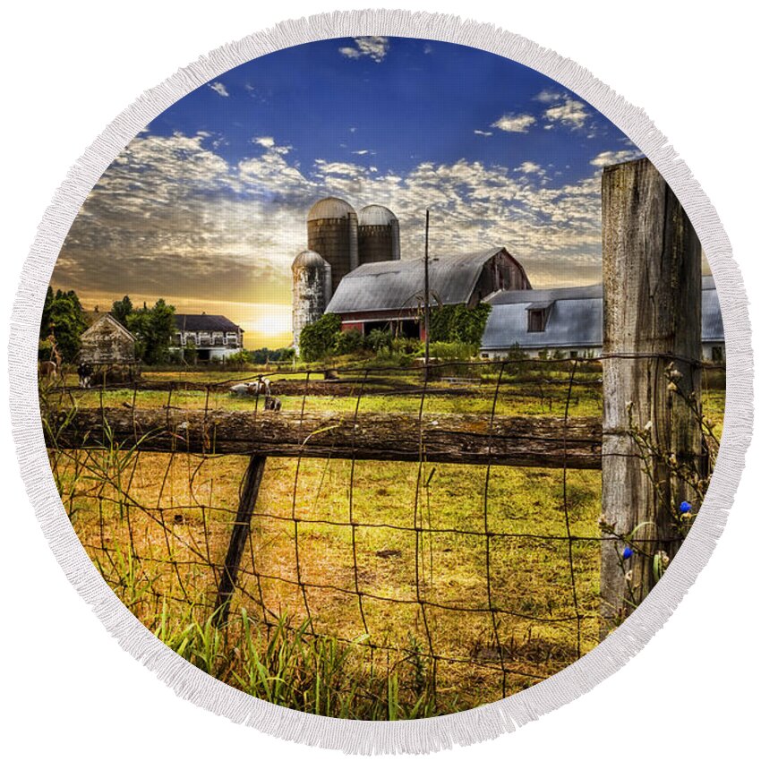 Appalachia Round Beach Towel featuring the photograph Rural Farms by Debra and Dave Vanderlaan