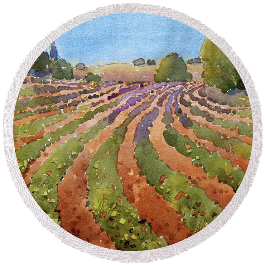 Country Round Beach Towel featuring the painting Rural Rhythm by Joyce Hicks