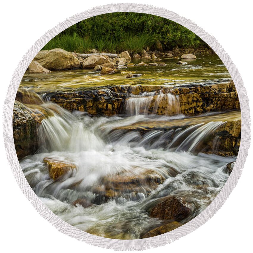 Water Round Beach Towel featuring the photograph Rushing Waters - Upper Provo River. Uinta Mountains, Utah by TL Mair