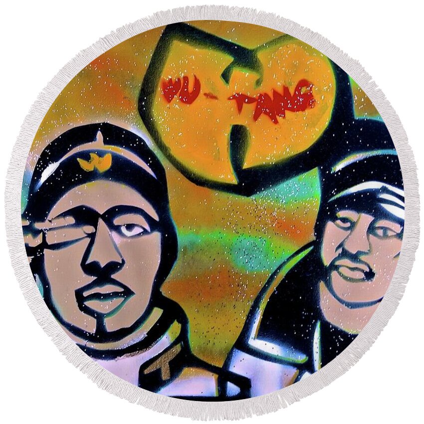 Hip Hop Round Beach Towel featuring the painting RZA and Ghostface by Tony B Conscious