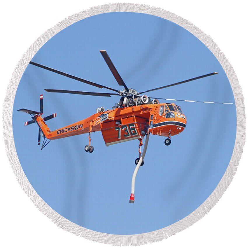 Lafd Round Beach Towel featuring the photograph S-64E Elvis by Shoal Hollingsworth