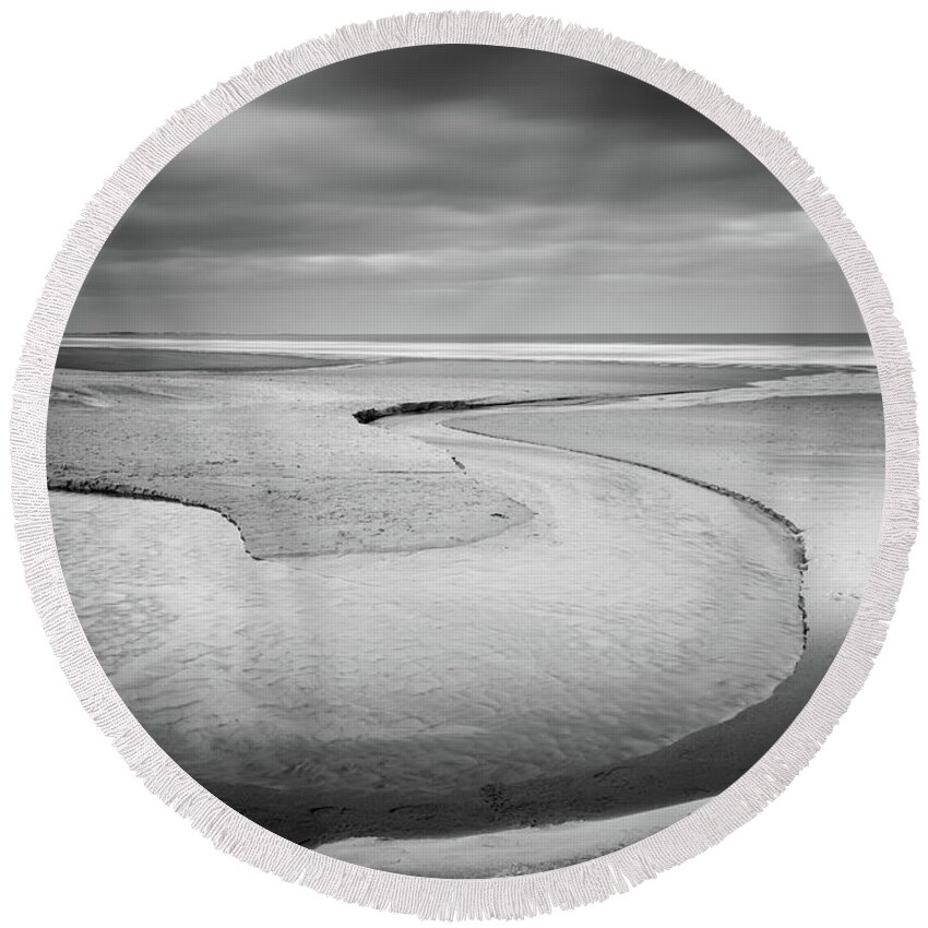 Black And White Round Beach Towel featuring the photograph S by Anita Nicholson