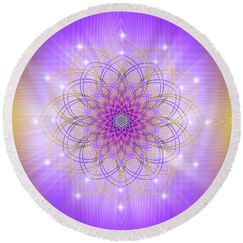 Endre Round Beach Towel featuring the digital art Sacred Geometry 721 by Endre Balogh