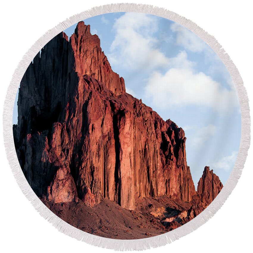New Mexico Round Beach Towel featuring the photograph Sacred Glow by Jon Glaser