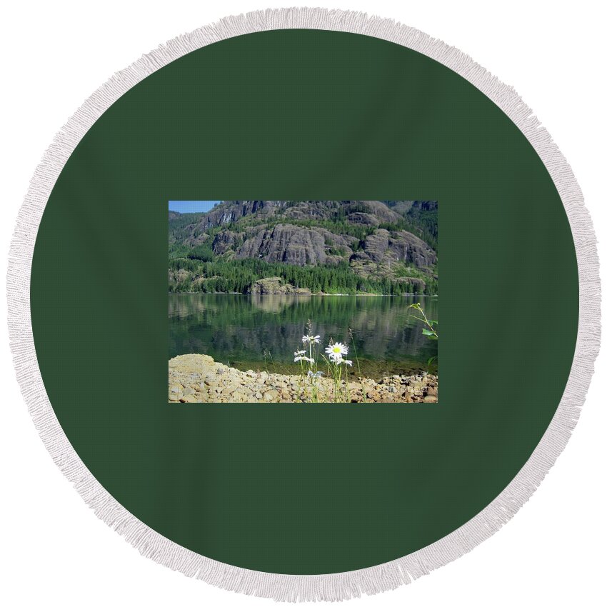 Mountain Round Beach Towel featuring the photograph Sacred Space by 'REA' Gallery