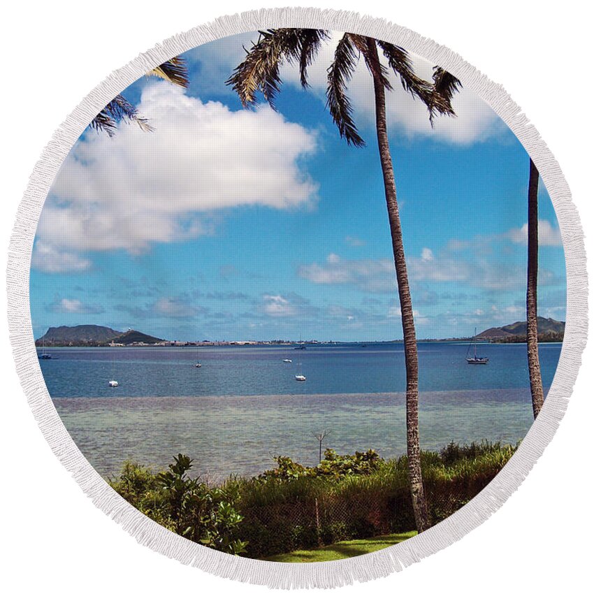 Oahu Round Beach Towel featuring the photograph Safe Harbor by Anthony Baatz