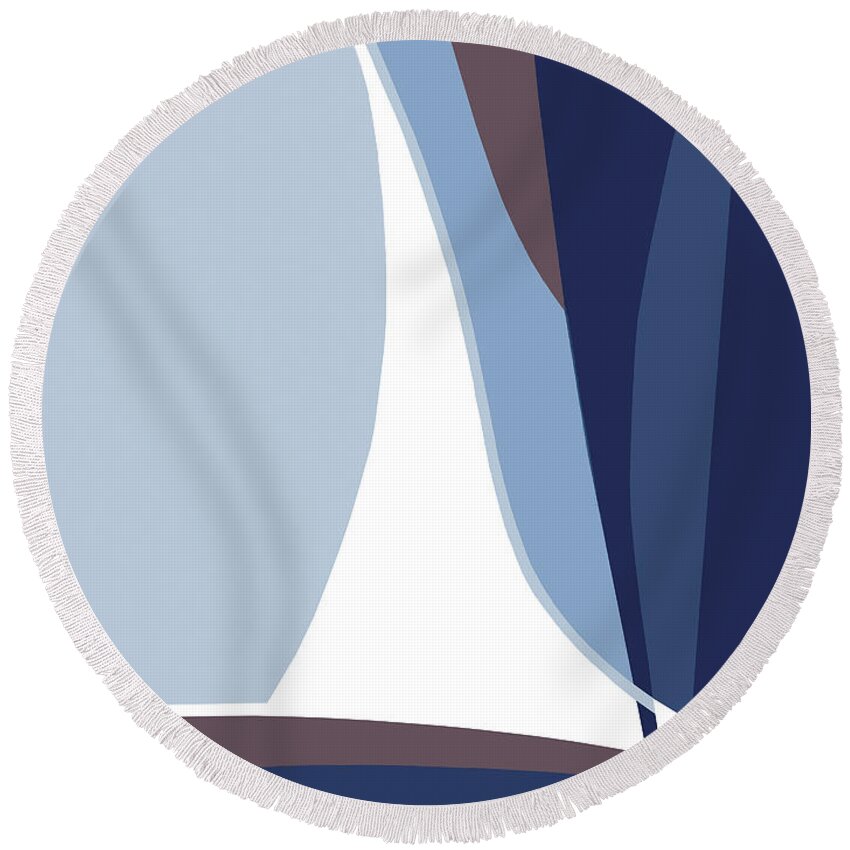 Abstract Round Beach Towel featuring the painting Sail by Jacqueline Shuler