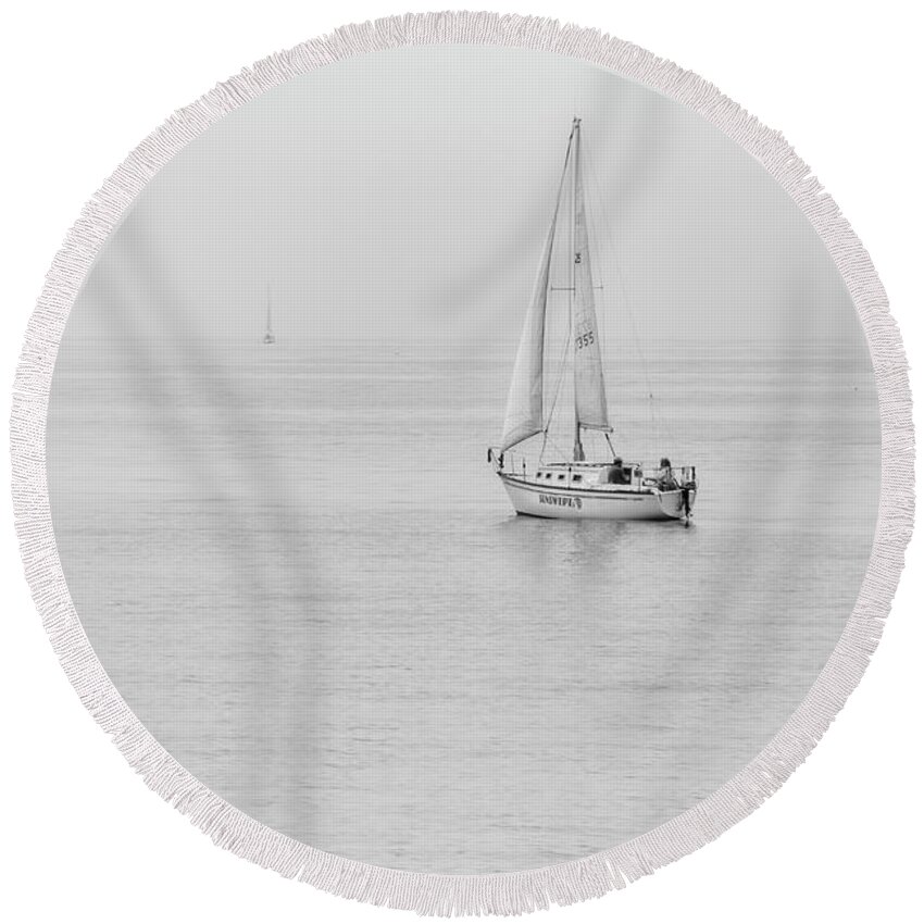 Sailing Round Beach Towel featuring the photograph Sailing 0633 by Kristina Rinell