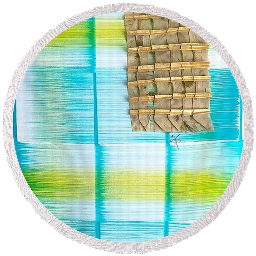 Abstract Round Beach Towel featuring the painting Sailing by Wonju Hulse