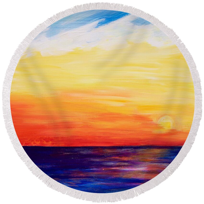 Sailor's Delight Round Beach Towel featuring the painting Sailor's Delight by Debi Starr