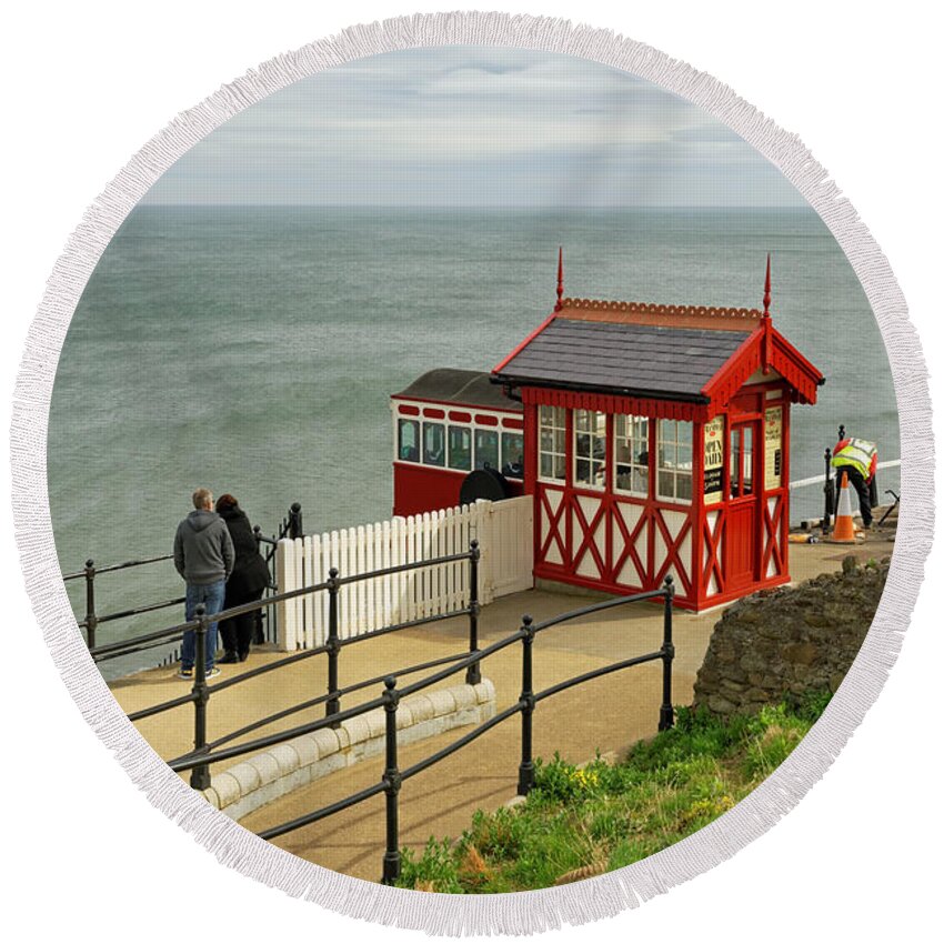 Britain Round Beach Towel featuring the photograph Saltburn Cliff Tramway - Top Station by Rod Johnson