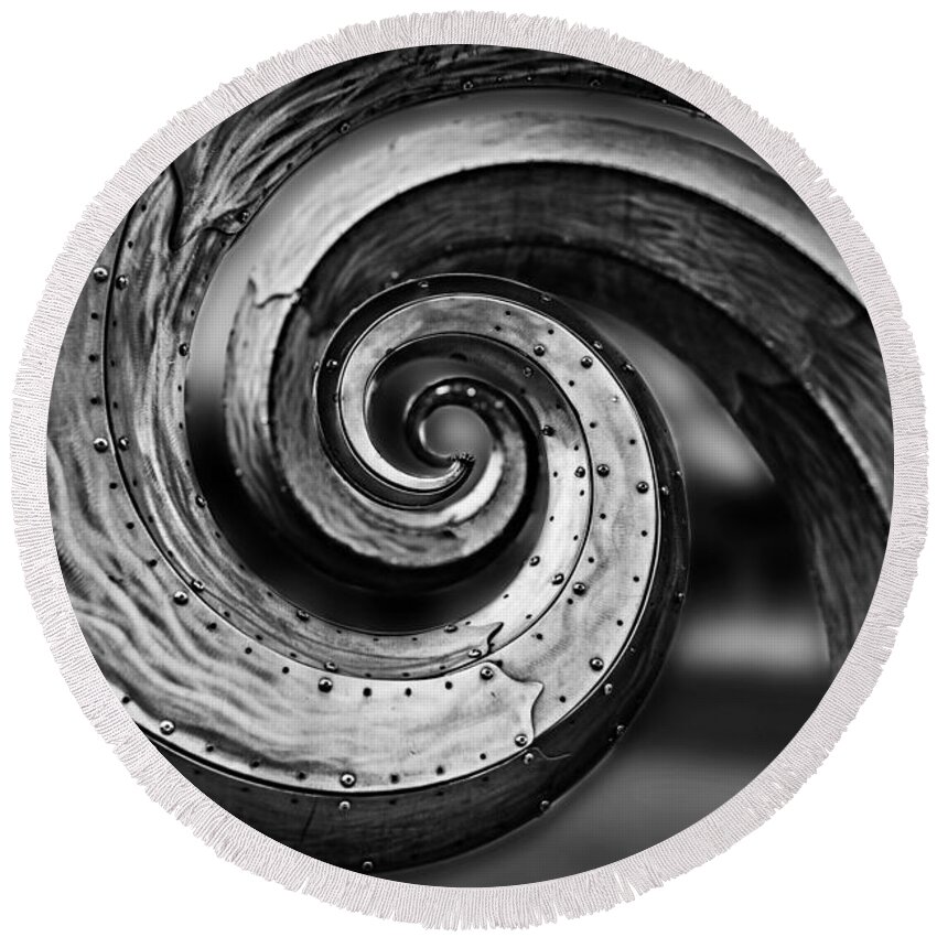 Junk Round Beach Towel featuring the photograph Salmon Waves Black and White 2 by Pelo Blanco Photo