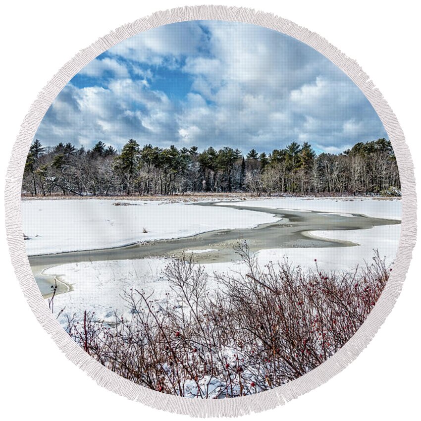 Maine Round Beach Towel featuring the photograph Salt Marsh Meander by Gary Shepard