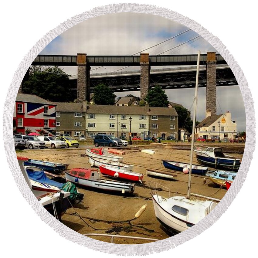 Seascape Round Beach Towel featuring the photograph Saltash II. by Agnes V