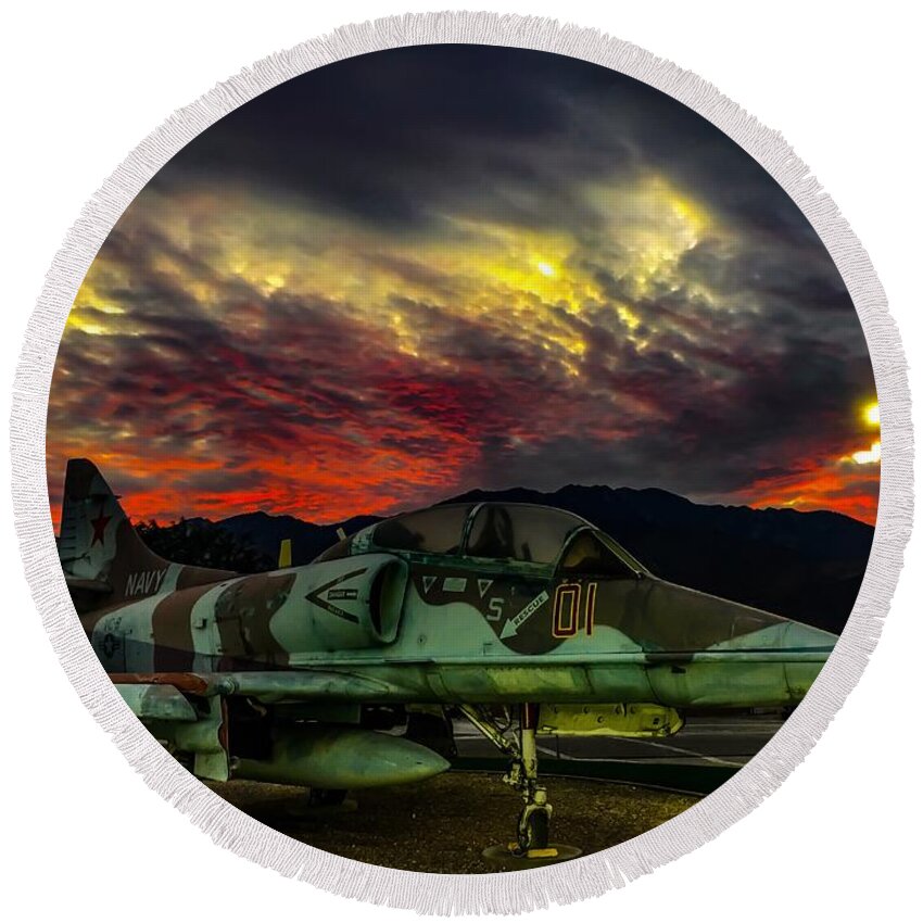Plane Round Beach Towel featuring the photograph Salute the Skies by Chris Tarpening