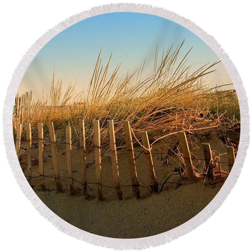 Jersey Shore Round Beach Towel featuring the photograph Sand Dune in Late September - Jersey Shore by Angie Tirado