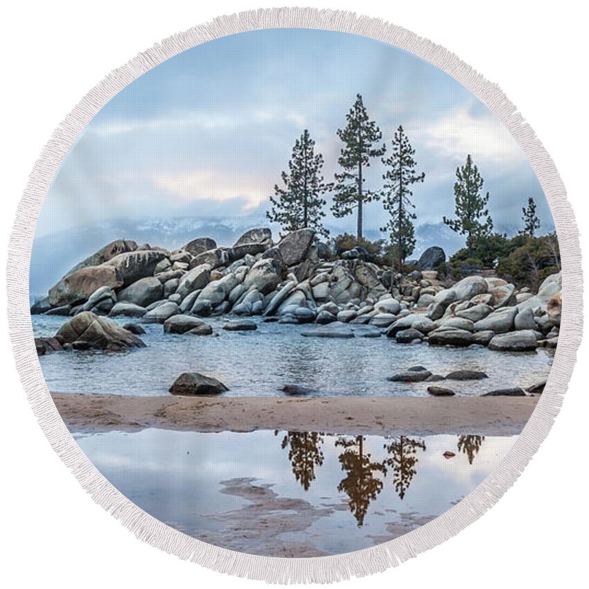 Landscape Round Beach Towel featuring the photograph Sand Harbor by Charles Garcia
