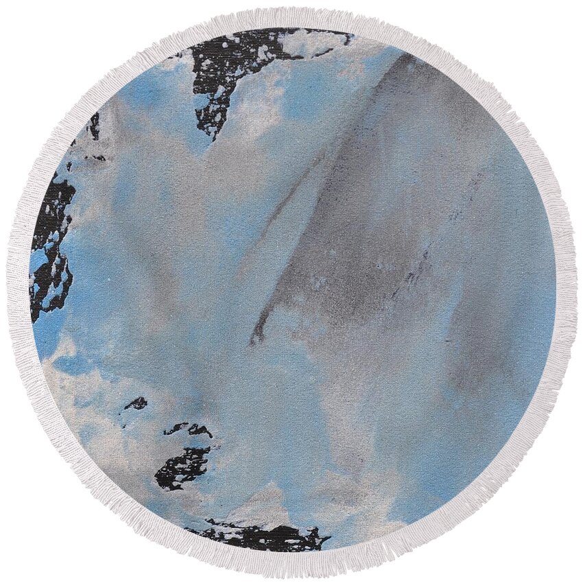 Abstract Round Beach Towel featuring the painting Sand Tile AM214139 by Eduard Meinema