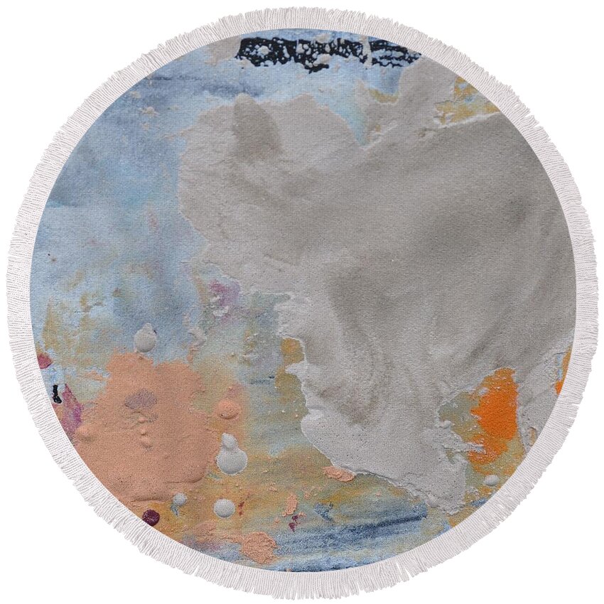 Abstract Round Beach Towel featuring the painting Sand Tile AM214144 by Eduard Meinema
