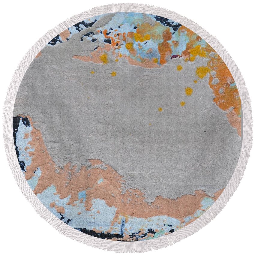 Abstract Round Beach Towel featuring the painting SandTile AM214121 by Eduard Meinema