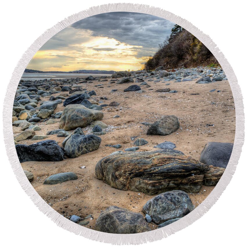 Dave Thompsen Photography Round Beach Towel featuring the photograph Sandy Point by David Thompsen