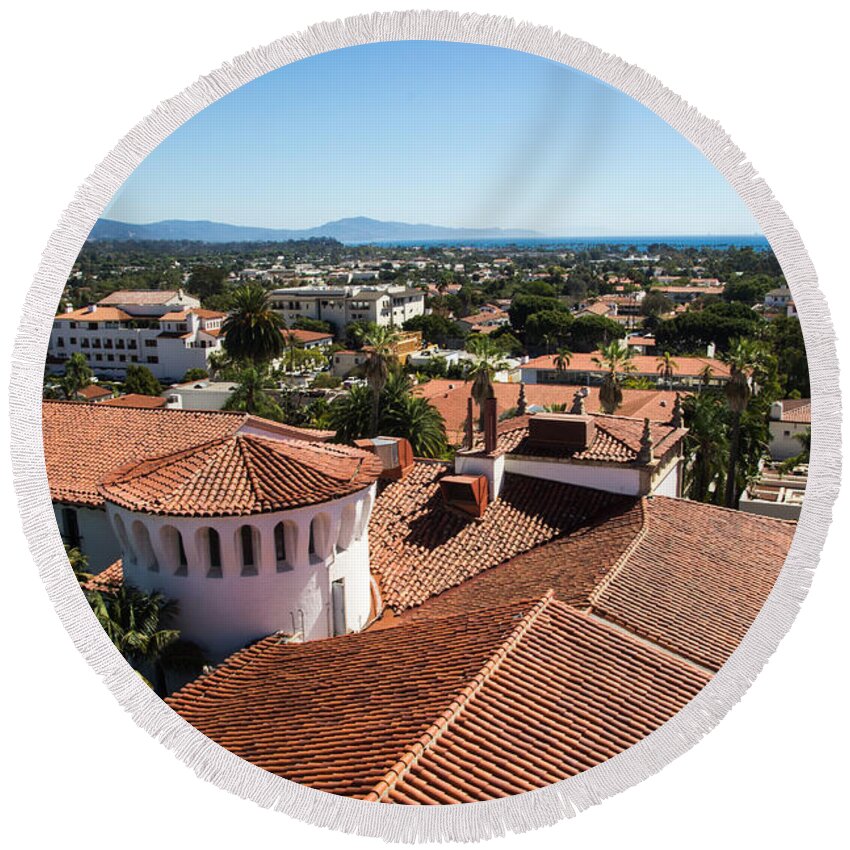Santa Barbara Round Beach Towel featuring the photograph Santa Barbara From Above by Suzanne Luft