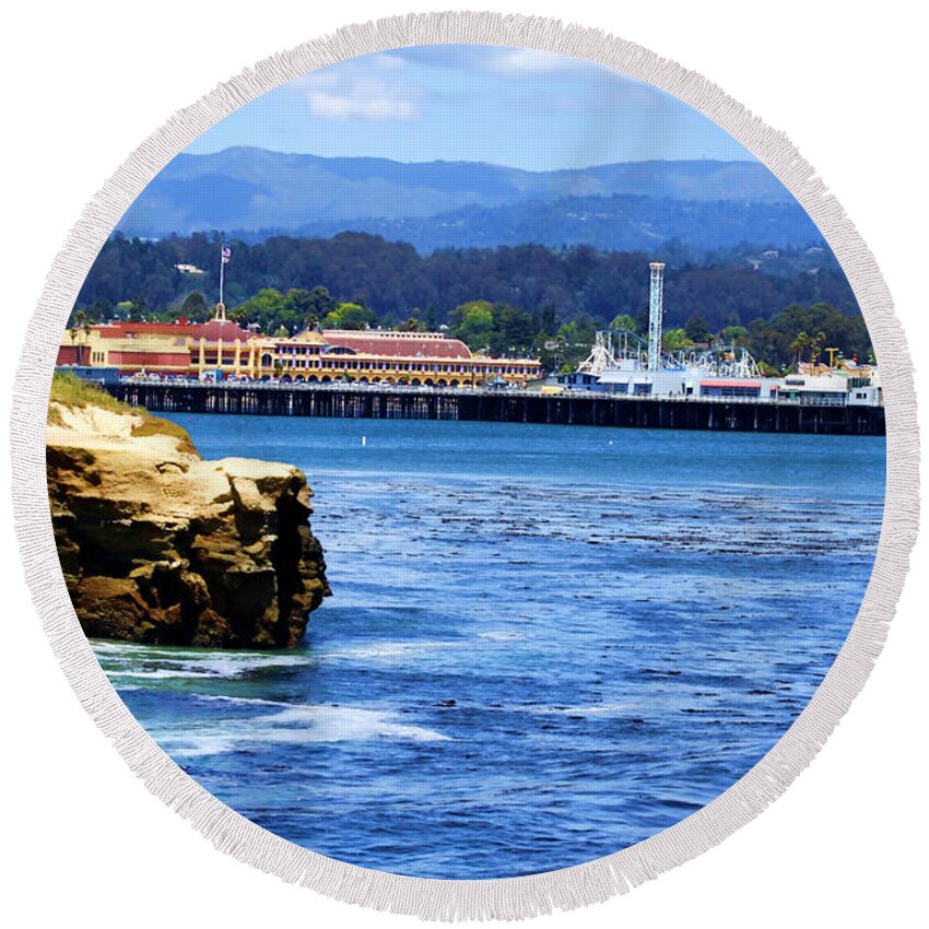 Santa Cruz Round Beach Towel featuring the photograph Santa Cruz Coastline by Xine Segalas