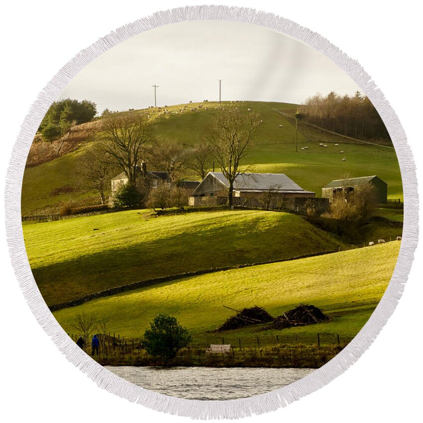 Scottish Round Beach Towel featuring the photograph Scots' pastoral. by Elena Perelman