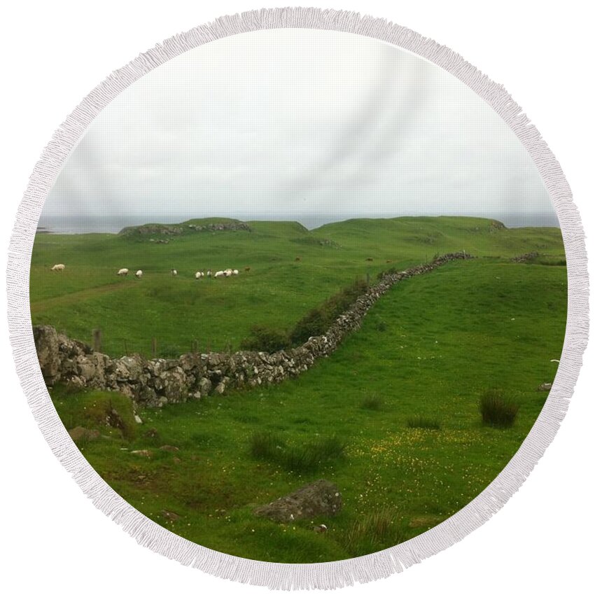 Scotland Round Beach Towel featuring the photograph Scottish Wall by Kate Conaboy