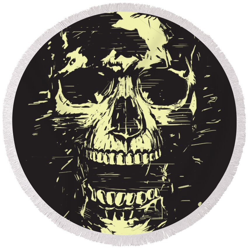 Skull Round Beach Towel featuring the mixed media Scream by Balazs Solti