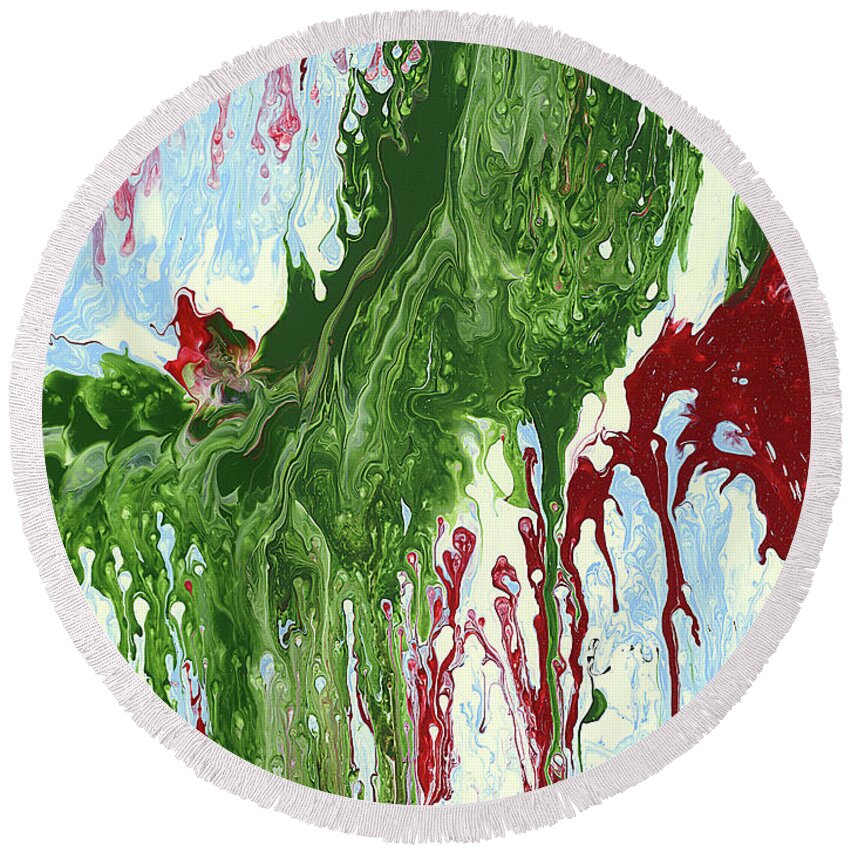 Abstract Round Beach Towel featuring the painting Screaming by Matthew Mezo
