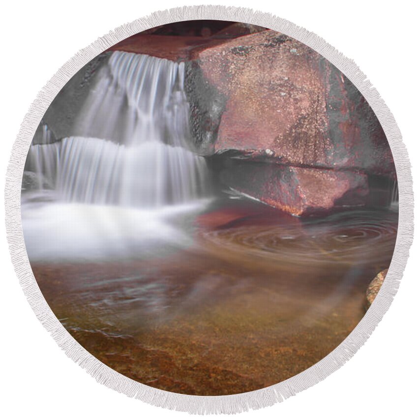 Grafton Notch Round Beach Towel featuring the photograph Screw Auger Falls 1289 by Guy Whiteley