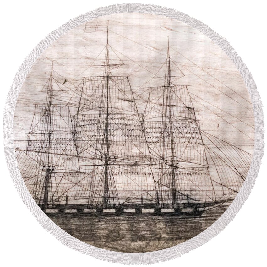 District Of Columbia Round Beach Towel featuring the photograph Scrimshaw Whale Panbone by SR Green