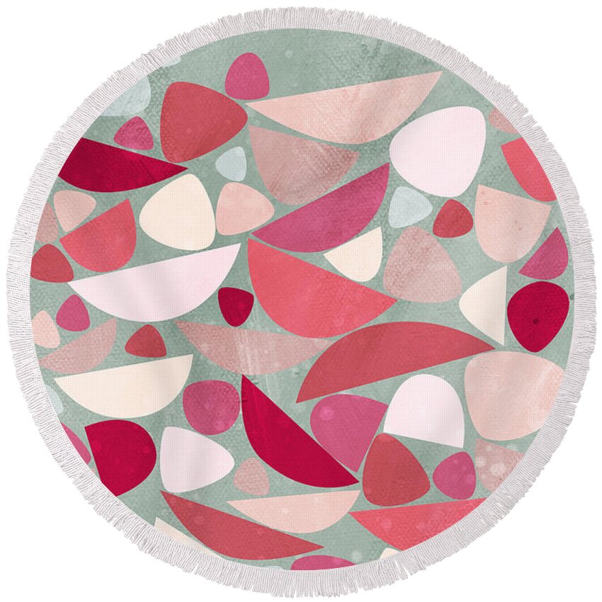 Abstract Round Beach Towel featuring the painting Sea Bed by Nic Squirrell