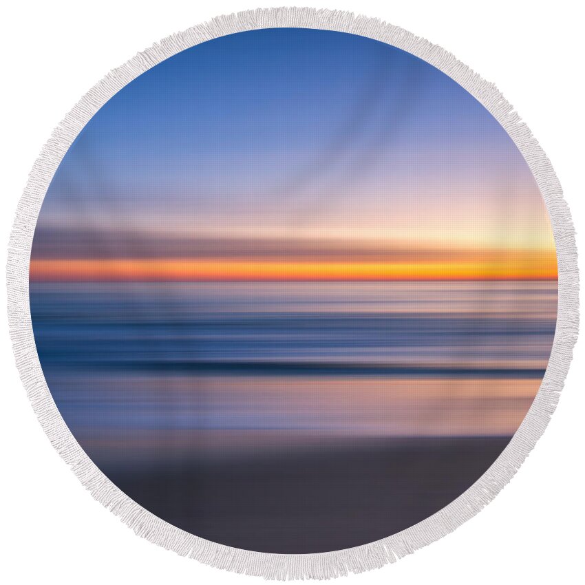 Seascape Round Beach Towel featuring the photograph Sea Girt New Jersey Abstract Seascape Sunrise by Michael Ver Sprill