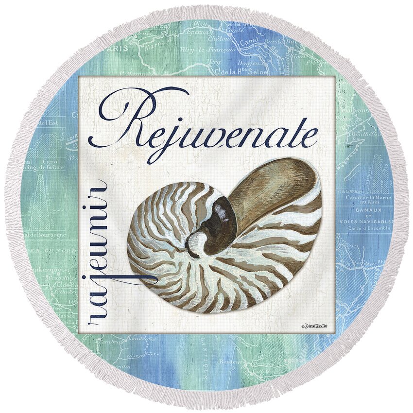 Shell Round Beach Towel featuring the painting Sea Glass 1 by Debbie DeWitt