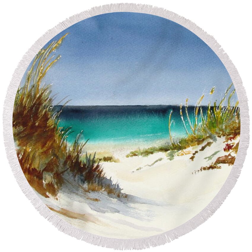  Round Beach Towel featuring the painting Sea Oats by Bobby Walters