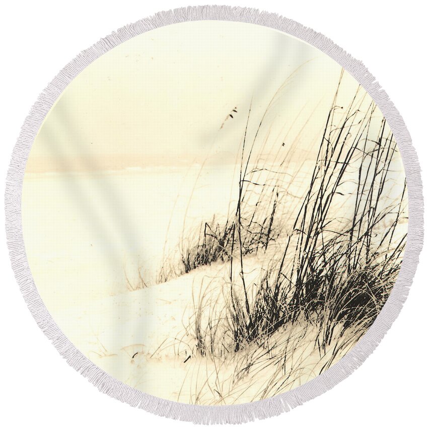 Sea Oats Round Beach Towel featuring the photograph Sea Oats in the Dunes at the Beach by John Harmon