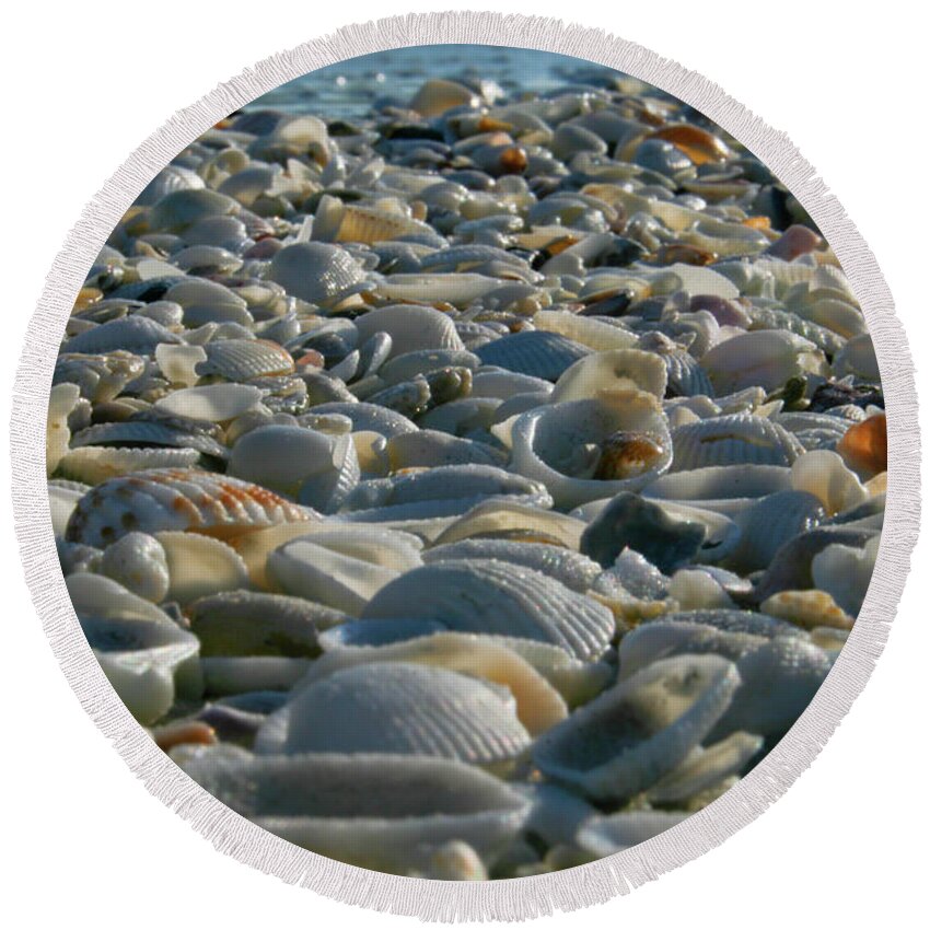 Beach Round Beach Towel featuring the photograph Sea Shells by the Sea Shore by Barry Wills