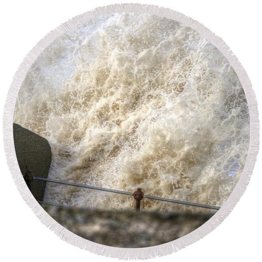 Sea Round Beach Towel featuring the photograph Sea Spray by Spikey Mouse Photography