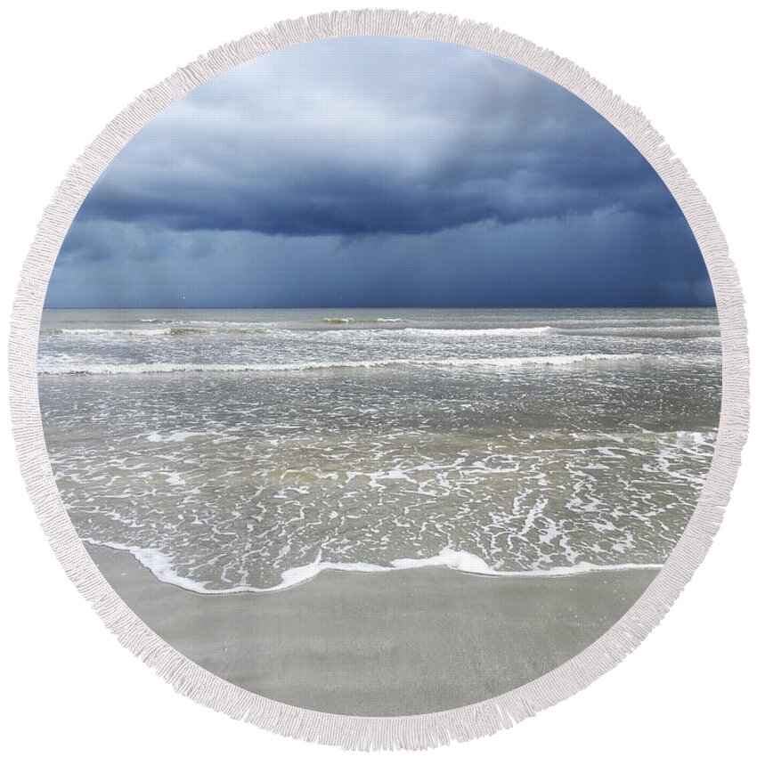 Sea Round Beach Towel featuring the photograph Sea Storm by Jan Gelders