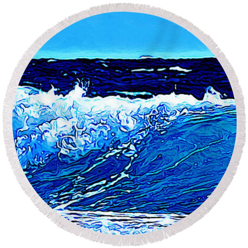 Sea Round Beach Towel featuring the digital art Sea by - Zedi -