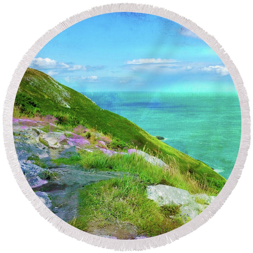Ireland Round Beach Towel featuring the photograph Seacoast at Howth by Judi Bagwell