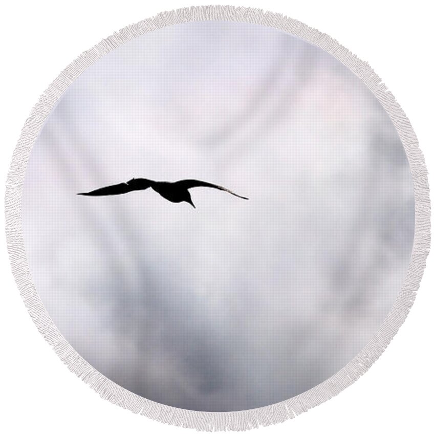 Lehtokukka Round Beach Towel featuring the photograph Seagull's sky 2 by Jouko Lehto