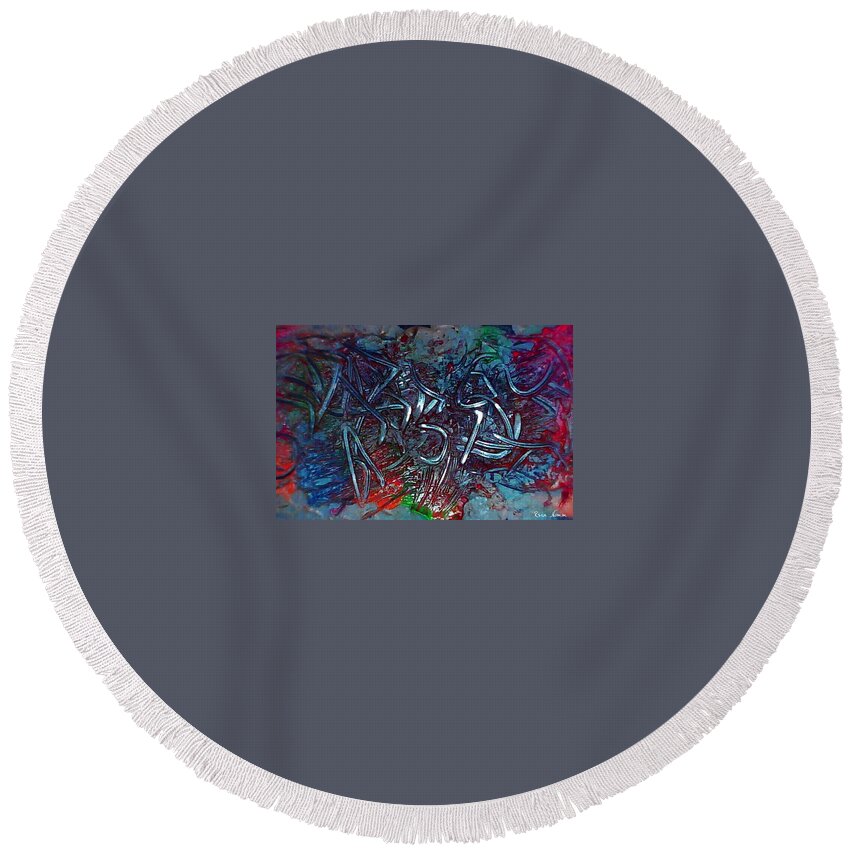 Microscopic Round Beach Towel featuring the painting Searching for Meaning by Rein Nomm