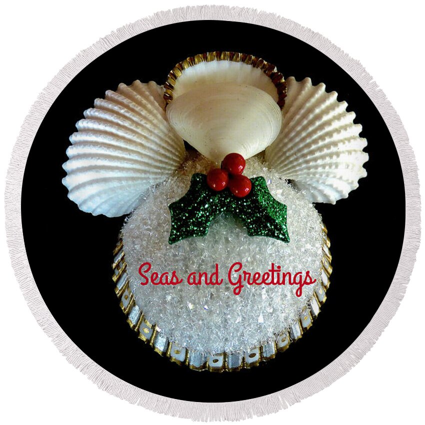 Shell Round Beach Towel featuring the photograph Seas and Greetings by Jean Wright