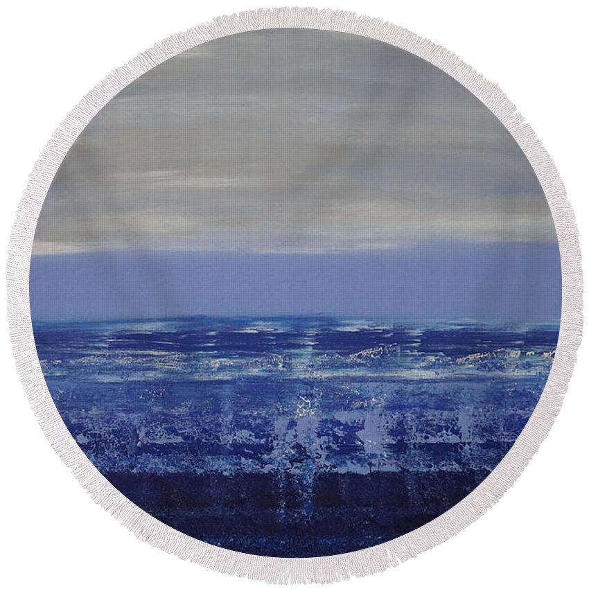 Abstract Round Beach Towel featuring the painting Seascape by Jimmy Clark