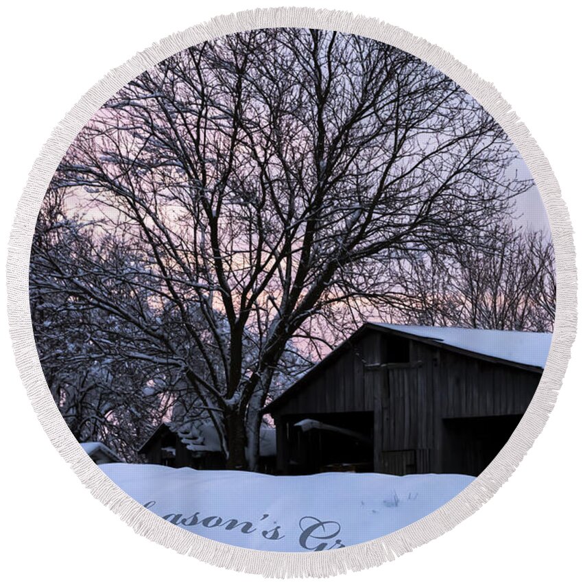Farm Round Beach Towel featuring the photograph Season's Greetings - Farm by Holden The Moment